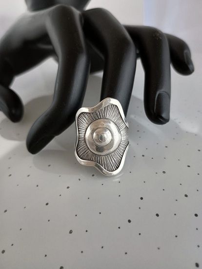 Anillo ajustable plata de ley, gran tamaño