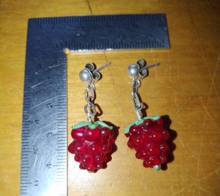 Pendientes de mora. Plata 925 y cristal