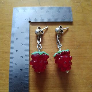 Pendientes de mora. Plata 925 y cristal