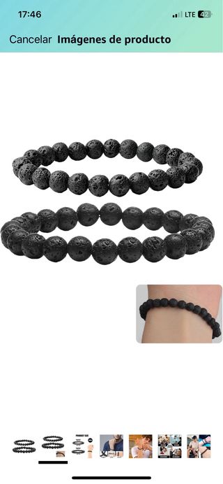 4  pulseras piedra volcanica de 8 mm y 10 mm 