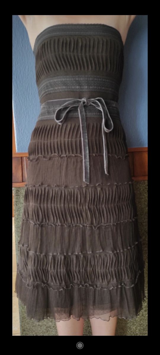 Vestido palabra de honor marrón Amitiè