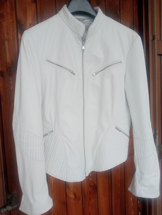 Giacca in vera pelle bianca