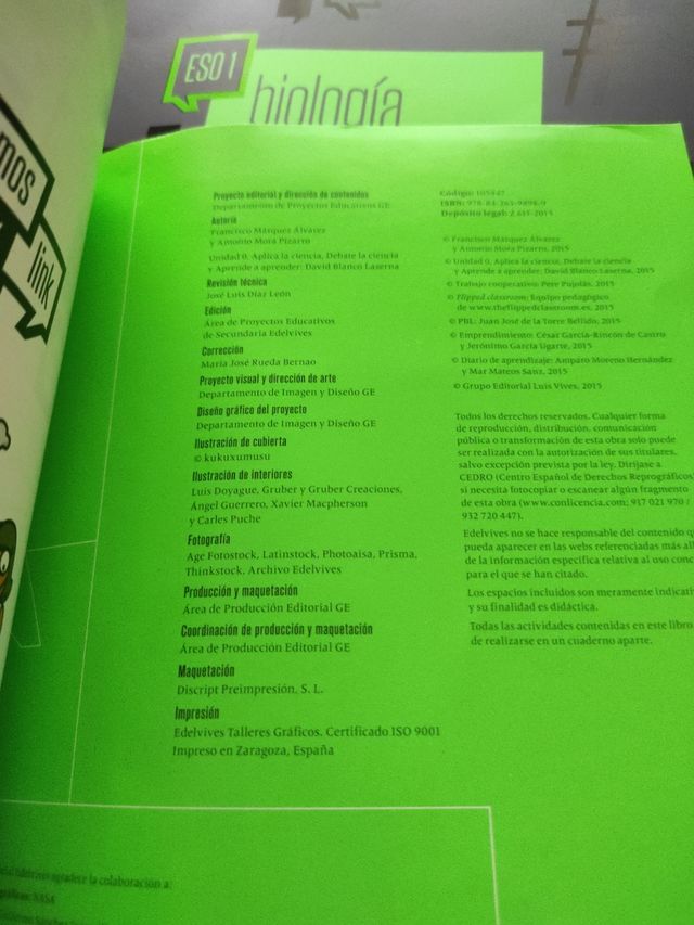 Eso 1. Biología y geología. Edelvives