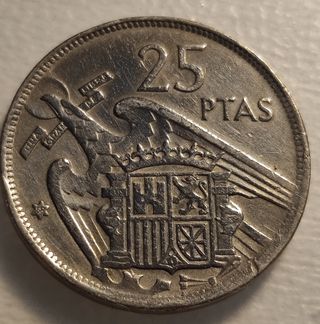 F20 Moneda 25 pesetas Franco 1957 58 MBC