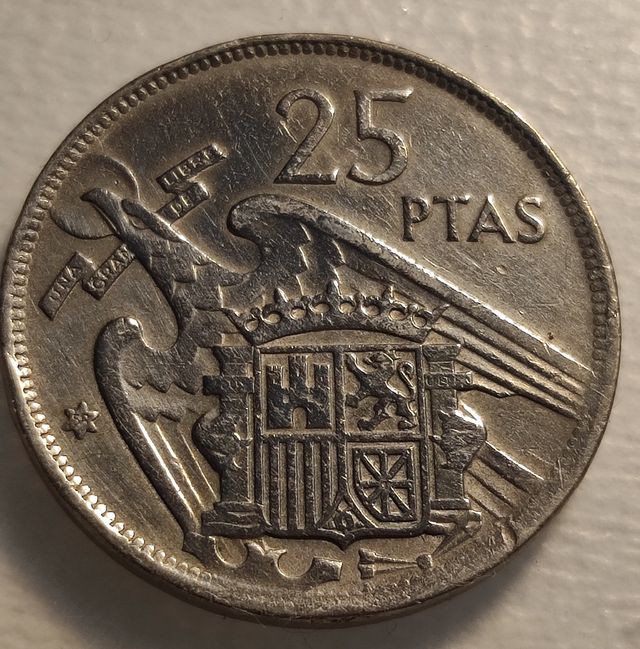 F20 Moneda 25 pesetas Franco 1957 58 MBC