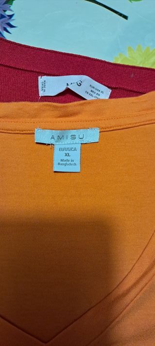 punto hilo marca Mango, talla XL rojo + camiseta