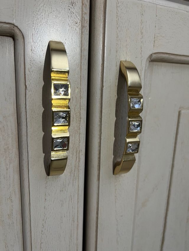 Maniglie dorate in ottone e cristallo di Swarovski