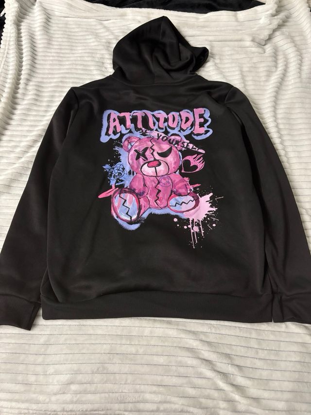 Sudadera negra con capucha vintage-Attitude