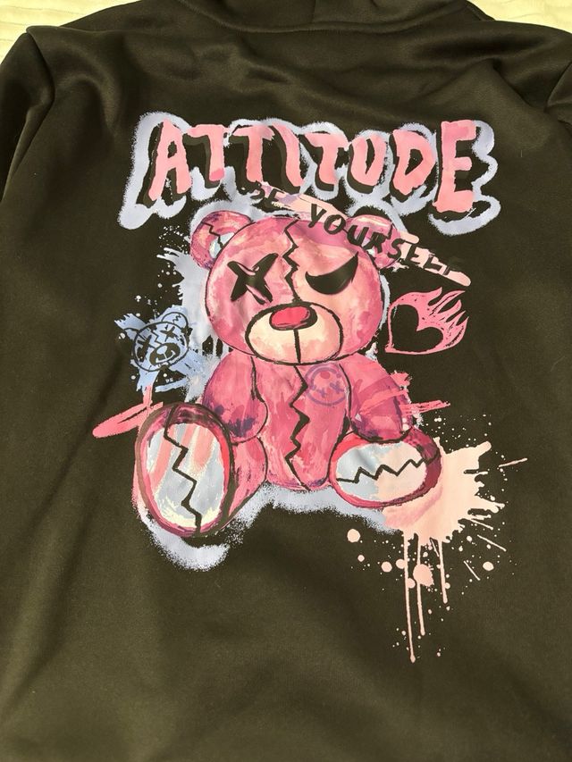 Sudadera negra con capucha vintage-Attitude