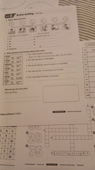 Ejercicios inglés 3° Primaria 