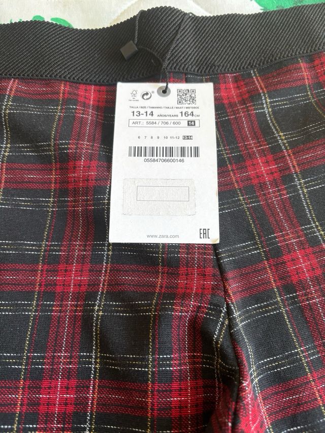 Pantalon cuadros zara 13-14 años