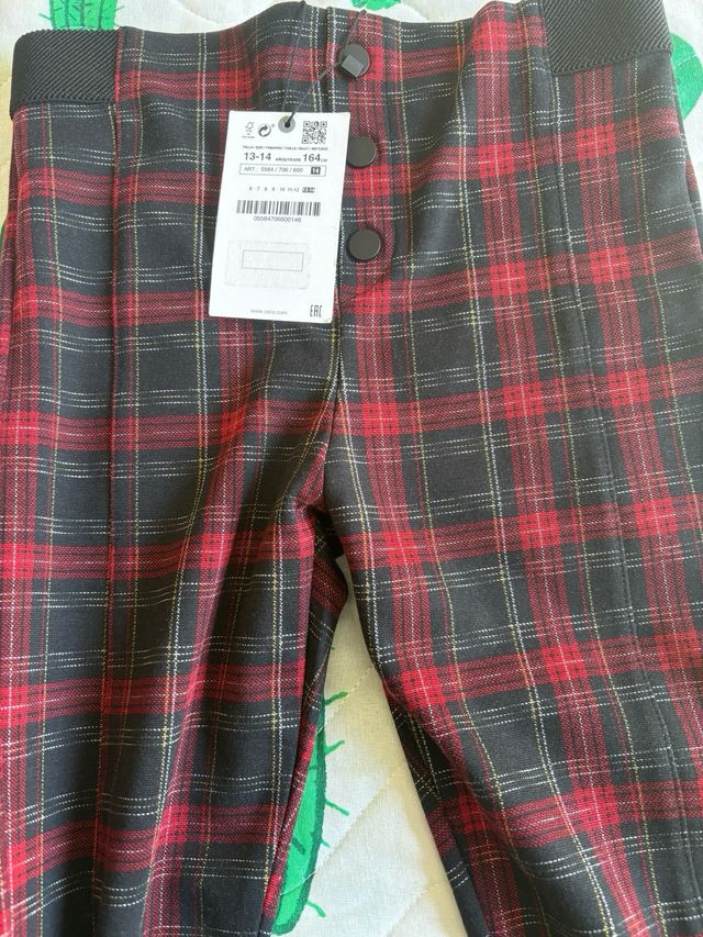Pantalon cuadros zara 13-14 años