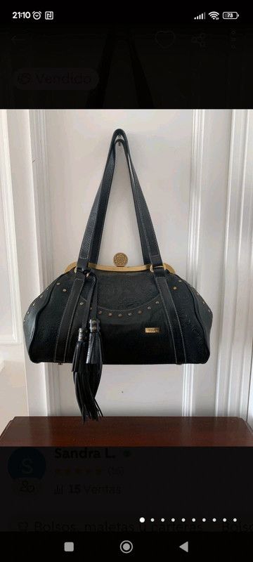 Bolso negro piel original Tous