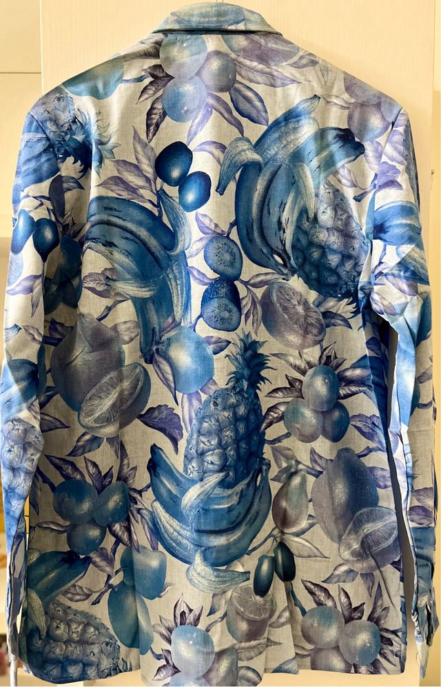 Camicia donna fantasia blu 100% cotone NUOVA