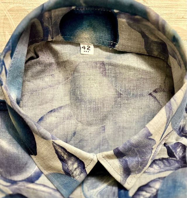 Camicia donna fantasia blu 100% cotone NUOVA