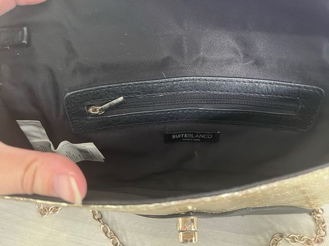 Bolso negro y dorado de Blanco