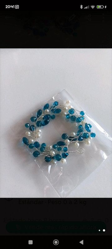 Bonito accesorio azul para el pelo, boda, eventos