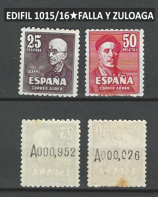 ESPAÑA 1947 Falla y Zuloaga Edifil 1015/16* MH