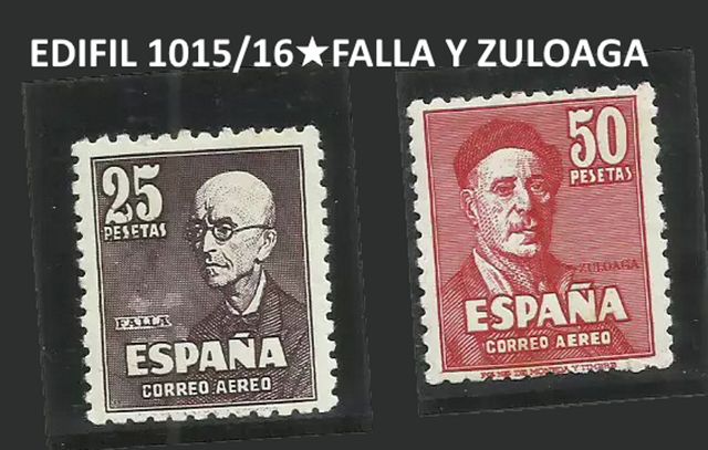 ESPAÑA 1947 Falla y Zuloaga Edifil 1015/16* MH