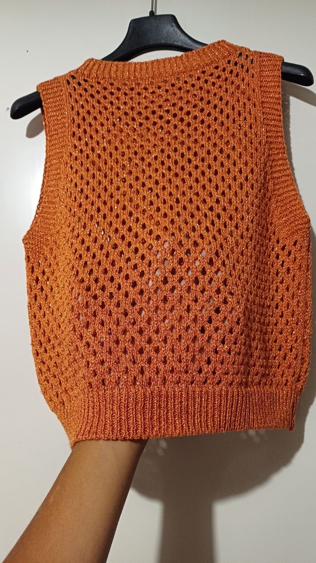 Top Canotta traforata in maglia e lurex