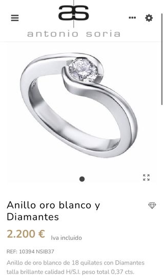 Anillo oro blanco y diamante Antonio Soria