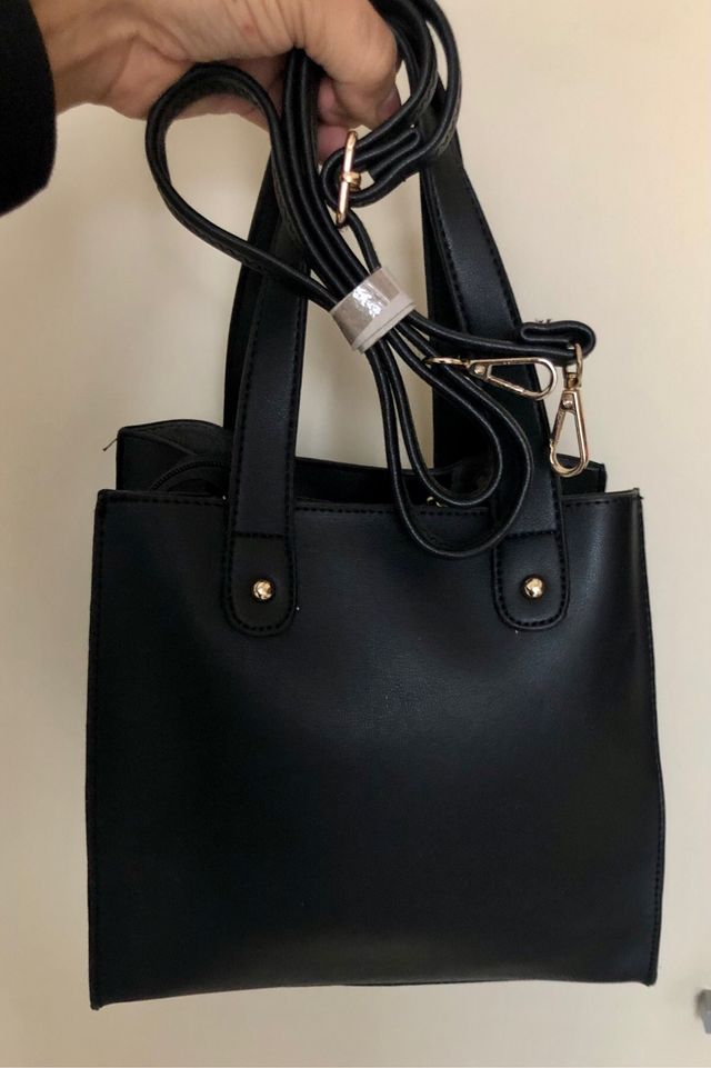 Borsa da sera nera in similpelle