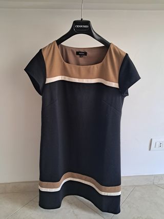 Vestito lungo donna Antea nero beige