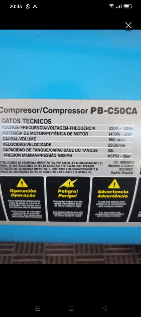 Compresor 2 HP 50L