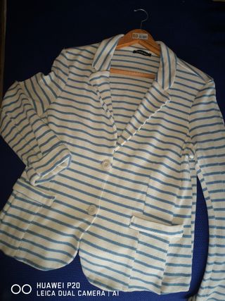Chaqueta de punto cruda/azul
