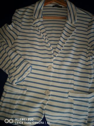 Chaqueta de punto cruda/azul