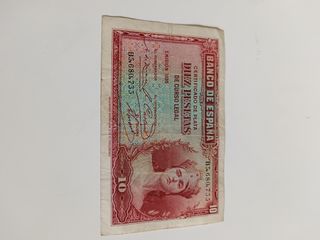 Billete de diez pesetas año 1935