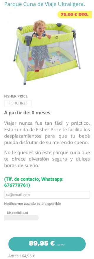 Cuna parque ultraligero Fisher Price
