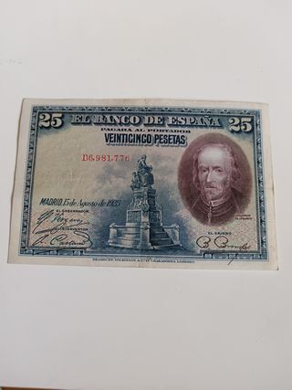 Billete de 25 pesetas año 1928