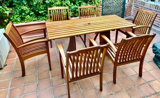 CONJUNTO COMEDOR JARDIN TECA