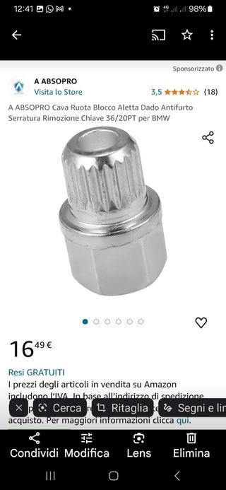 BMW serratura, dado, antifurto, ruote