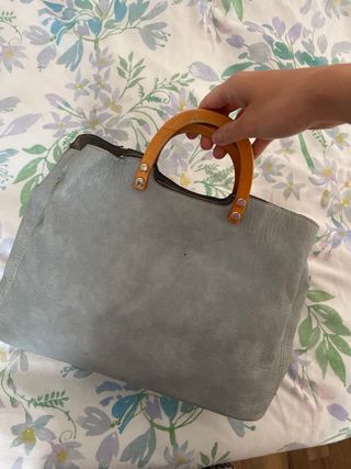 Bolso abaccino piel azul gris