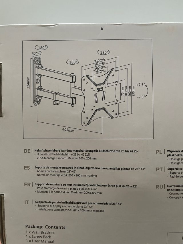Soporte TV de pared inclinable