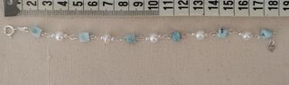 Pulsera, plata ley perlas y larimar