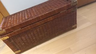 Cofre-Baúl de Mimbre madera Antiguo