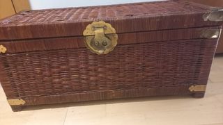 Cofre-Baúl de Mimbre madera Antiguo