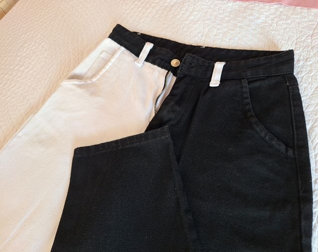 Pantalón vaquero bicolor