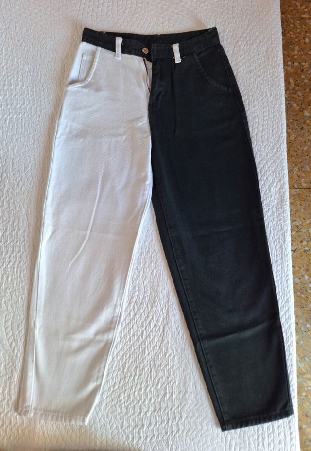 Pantalón vaquero bicolor