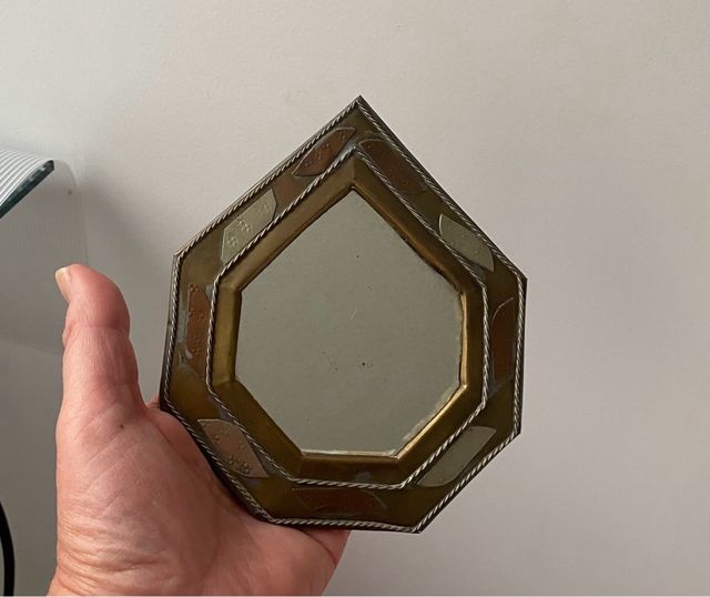 lote Espejo y portavelas laton vintage