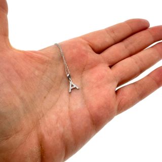 LETRA " A " ORO BLANCO 18 KT Y DIAMANTES + CADENA