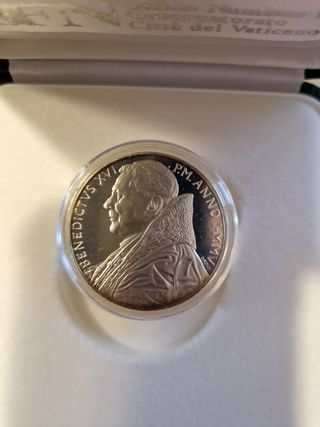 Moneta 5 Euro argento Vaticano 2005 guerra