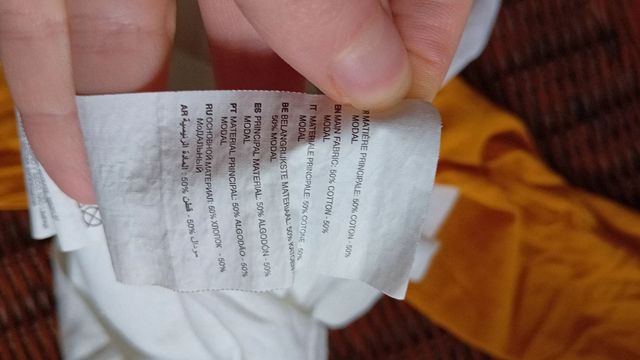 Maglietta maniche 3/4 ocra taschino stampa fiori