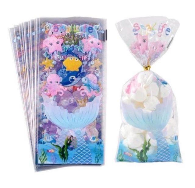 50 bolsas chuches cumpleaños sirena