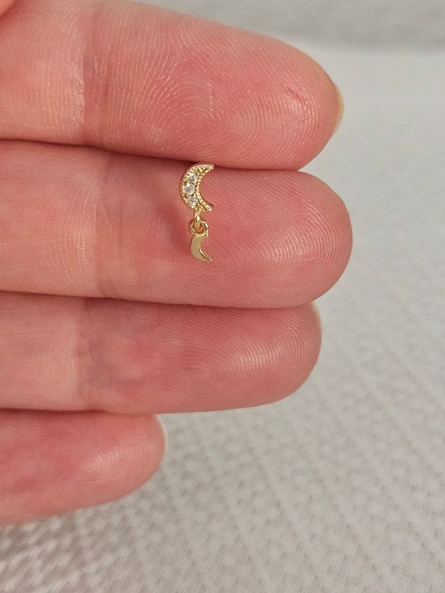 ✅️Pendiente oro colgante luna