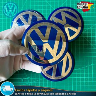 X4 Emblemas Volkswagen Azul 90mm Tapacubos Llantas