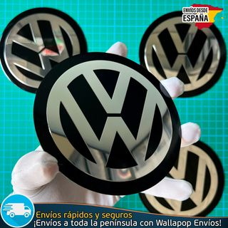 X4 Emblemas Volkswagen 120mm Tapacubos Logo Negro